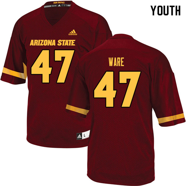 Youth #47 Jordan Ware Arizona State Sun Devils College Football Jerseys Sale-Maroon
